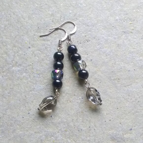 Slim & Slender Skull Dangle Earrings - Sugarskulls - Bling Glam Goth Punk Baddy - Picture 1 of 5